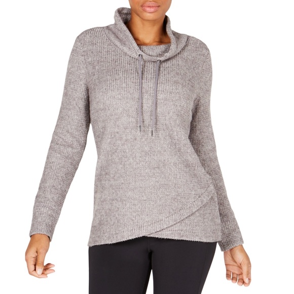 Ideology Sweaters - Ideology Gray  Long Sleeve Cowl Neck Sweater